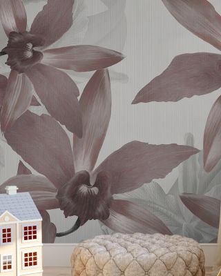 Big Orchids Sepia Light Wallpaper Mural