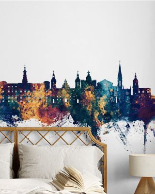 Bilbao Skyline Blue & Bronze Wallpaper Mural
