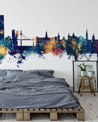 Bilbao Skyline Blue & Bronze Wallpaper Mural