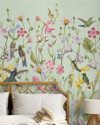 Bird Garden Spring Green Wallpaper Mural