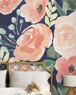 Blooming Delight III Blue Wallpaper Mural