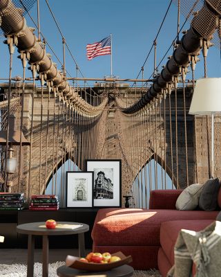 Brooklyn Bridge Symmetry Wallpaper Mural