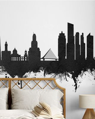 Buenos Aires Argentina Skyline Black & White Wallpaper Mural