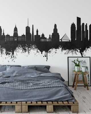 Buenos Aires Argentina Skyline Black & White Wallpaper Mural
