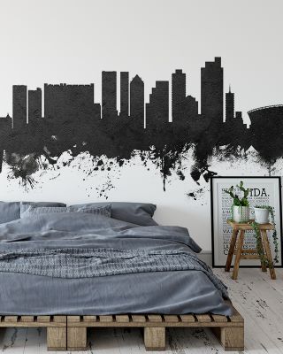 Cape Town Skyline Black & White Wallpaper Mural