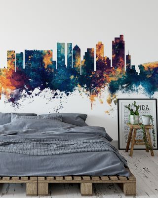 Cape Town Skyline Blue & Bronze Wallpaper Mural
