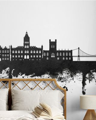 Chester England Skyline Black & White Wallpaper Mural