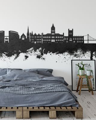 Chester England Skyline Black & White Wallpaper Mural