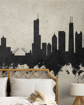 Chicago Illinois Skyline Concrete Wallpaper Mural