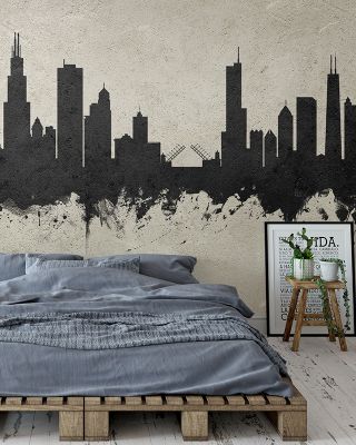 Chicago Illinois Skyline Concrete Wallpaper Mural