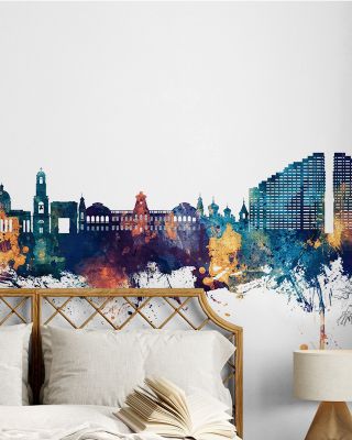 Chisinau Moldova Skyline Blue & Bronze Wallpaper Mural
