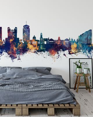 Chisinau Moldova Skyline Blue & Bronze Wallpaper Mural