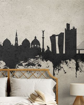 Copenhagen Skyline Concrete Wallpaper Mural