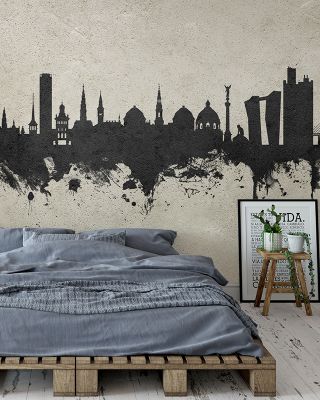 Copenhagen Skyline Concrete Wallpaper Mural