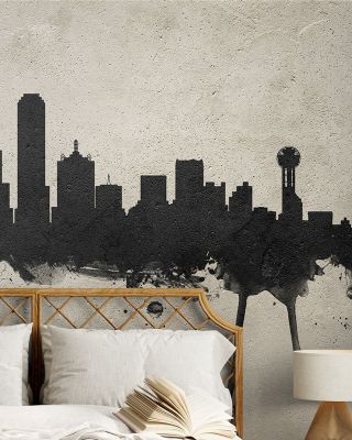 Dallas Skyline Concrete Wallpaper Mural