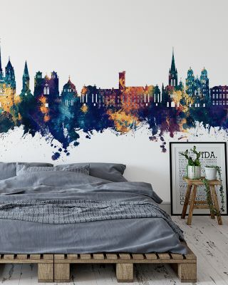 Dijon France Skyline Blue & Bronze Wallpaper Mural