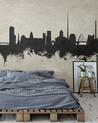 Dublin Ireland Skyline Concrete Wallpaper Mural
