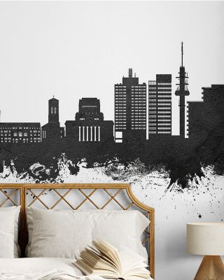 Duisburg Germany Skyline Black & White Wallpaper Mural