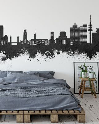 Duisburg Germany Skyline Black & White Wallpaper Mural