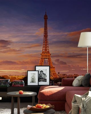 Eiffel Tower at Sunset Wallpaper Mural
