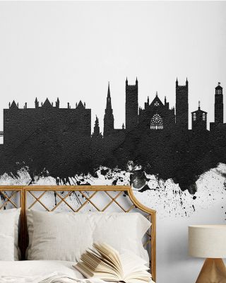 Exeter England Skyline Black & White Wallpaper Mural
