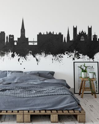 Exeter England Skyline Black & White Wallpaper Mural