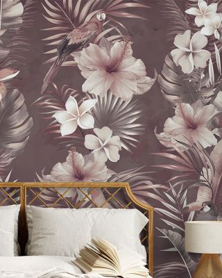 Exotic Vibes in Brown Background Wallpaper Mural
