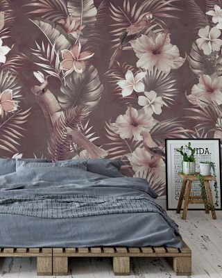 Exotic Vibes in Brown Background Wallpaper Mural