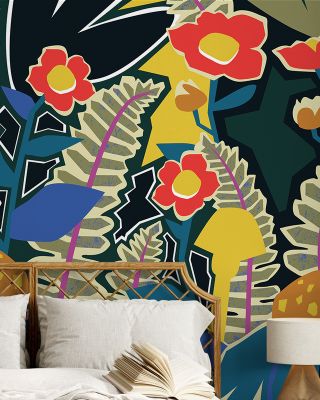 Ferns And Wildflowers Wallpaper Mural