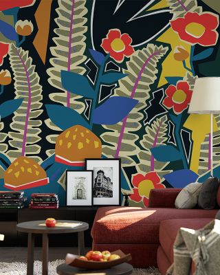 Ferns And Wildflowers Wallpaper Mural