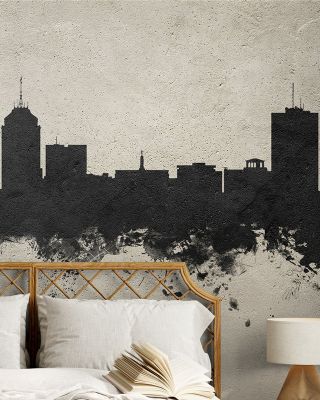 Fresno California Skyline Concrete Wallpaper Mural