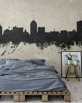 Fresno California Skyline Concrete Wallpaper Mural