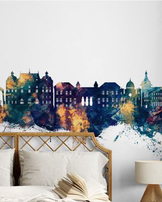 Galaţi Romania Skyline Blue & Bronze Wallpaper Mural