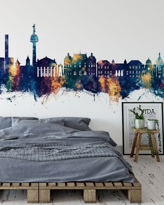 Galaţi Romania Skyline Blue & Bronze Wallpaper Mural