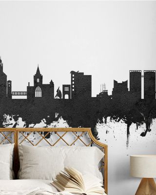 Galway Ireland Skyline Black & White Wallpaper Mural