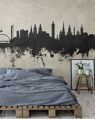 Glasgow Scotland Skyline Concrete Wallpaper Mural