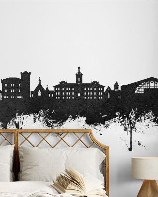 Golden Colorado Skyline Black & White Wallpaper Mural