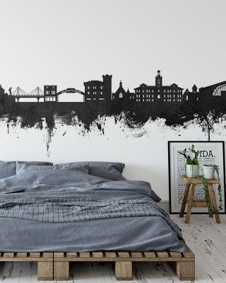 Golden Colorado Skyline Black & White Wallpaper Mural