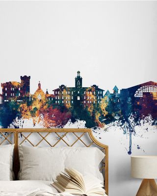 Golden Colorado Skyline Blue & Bronze Wallpaper Mural