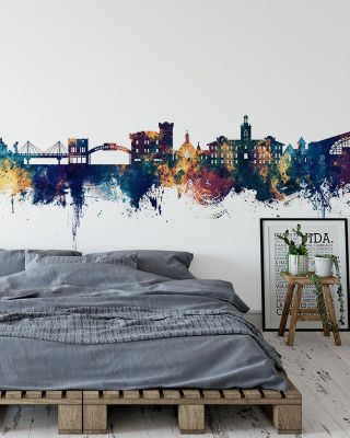 Golden Colorado Skyline Blue & Bronze Wallpaper Mural