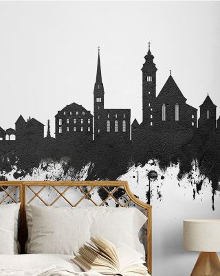 Hallstatt Austria Skyline Black & White Wallpaper