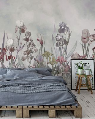 Iris Field Fall Scenic Wallpaper