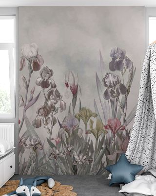 Iris Field Fall Scenic Wallpaper