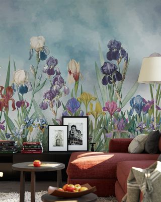 Iris Field Serene Floral Wallpaper