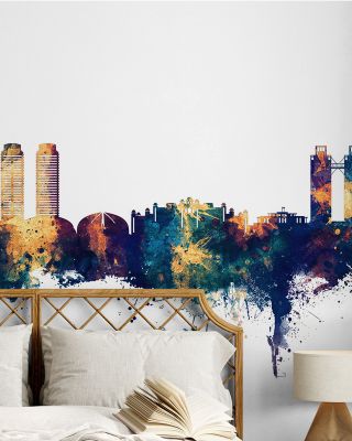 Islamabad Pakistan Skyline Blue & Bronze Wallpaper