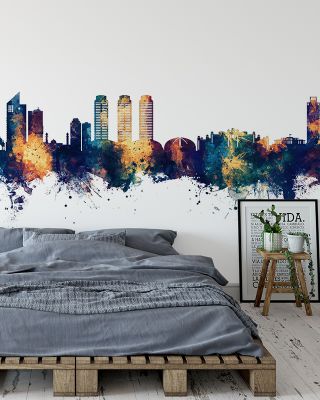 Islamabad Pakistan Skyline Blue & Bronze Wallpaper