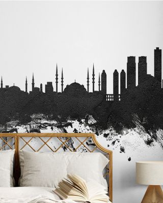 Istanbul Turkey Skyline Black & White Wallpaper