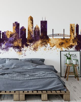 Jacksonville Florida Skyline Purple & Gold Wallpaper