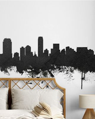 Jersey City New York Skyline Black & White Wallpaper