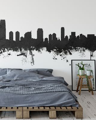 Jersey City New York Skyline Black & White Wallpaper